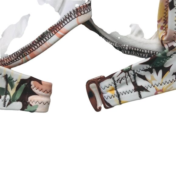 Shade And Shore Women's Size 34C Ruffle Strap Bralette Bikini Swim Top Cinnamon - Picture 3 of 13